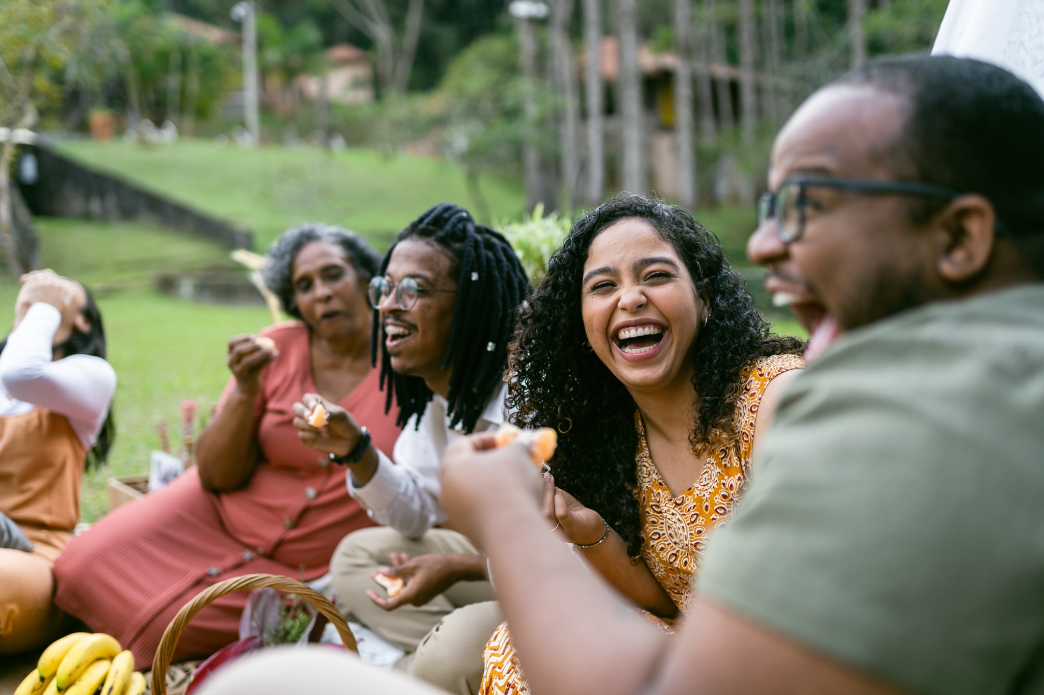 Friends enjoying fellowship outdoors